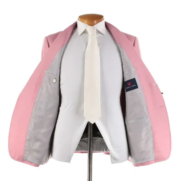 Cardinal of Canada NWT Wool / Silk Sport Coat Size 42S US In Pink Herringbone